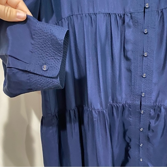 JOHNNY WAS Tiered Wanderer Dress Silk Blue Size Medium - Picture 6 of 12